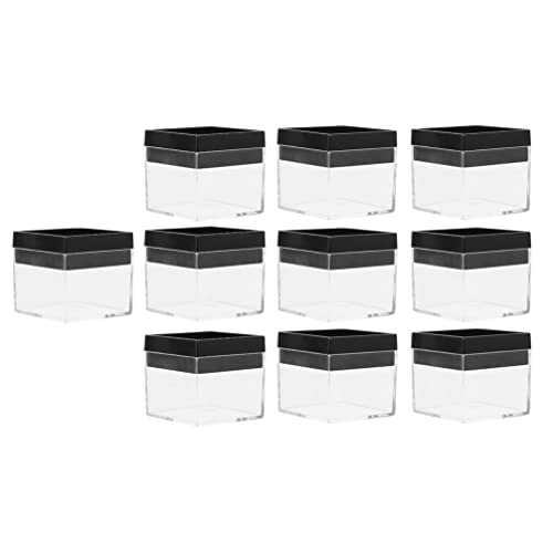 ULTECHNOVO 20 Pièces Boîte Carrée en Plastique Acrylique Vitrine Petite Boîte De Rangement Contenants Cubiques avec Couvercle Noir pour Bonbons Et Petits Bijoux Cover