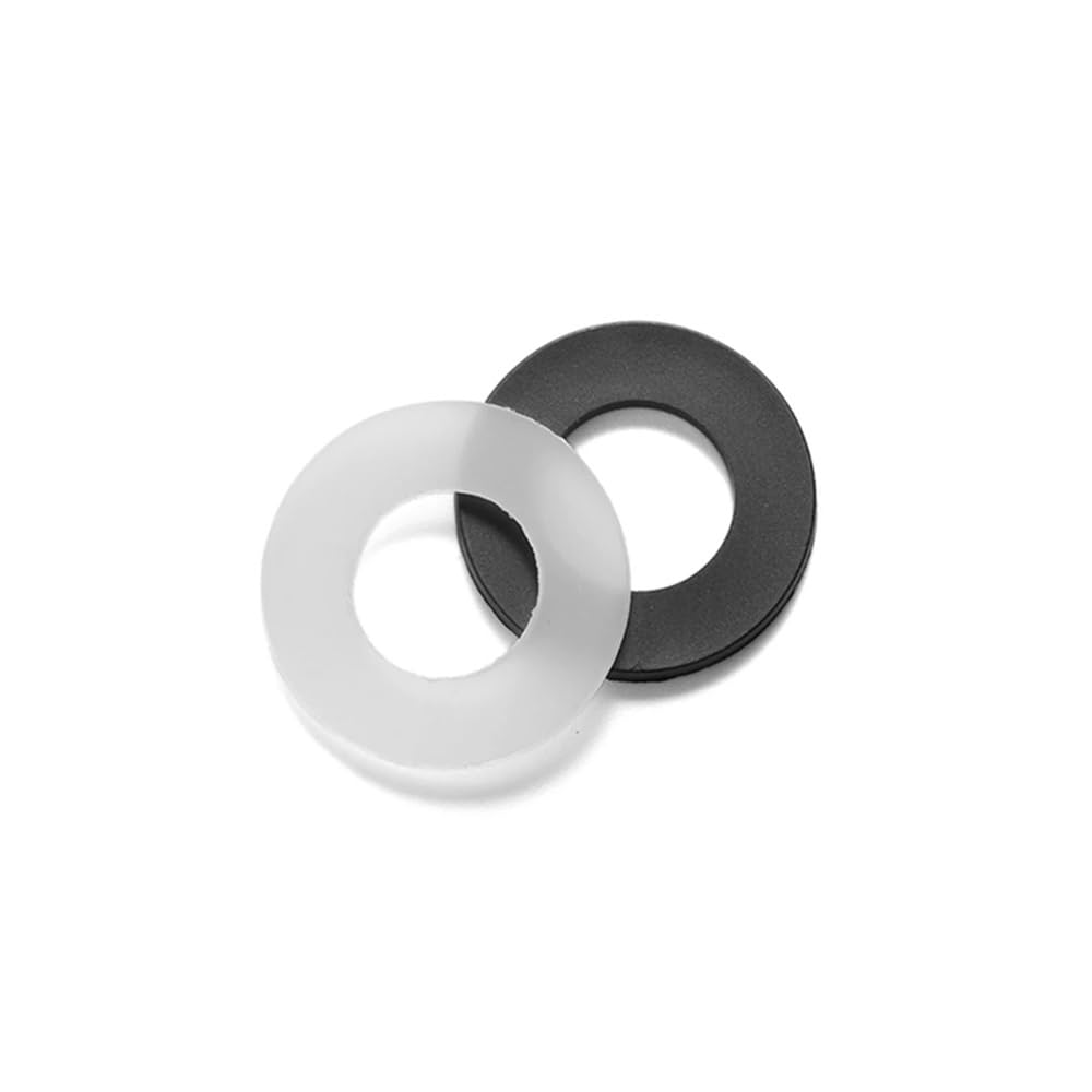 Unterlegscheiben Verschiedene Unterlegscheiben, 25/50/100 Stück, weiß, schwarz, Nylon, Kunststoff, flache Dichtung, Abstandshalter, Isolierung, Dichtungsringe, Ring (M2, M2,5, M3, M4, M5, M6, M8, M10,