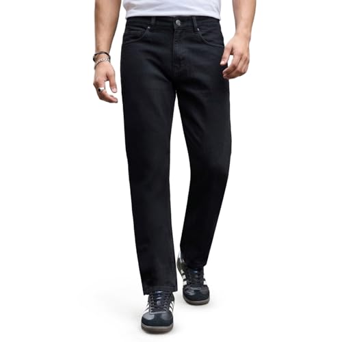 Image of Urbano Fashion Men's Relaxed Fit Washed Denim Jeans Non-Stretchable