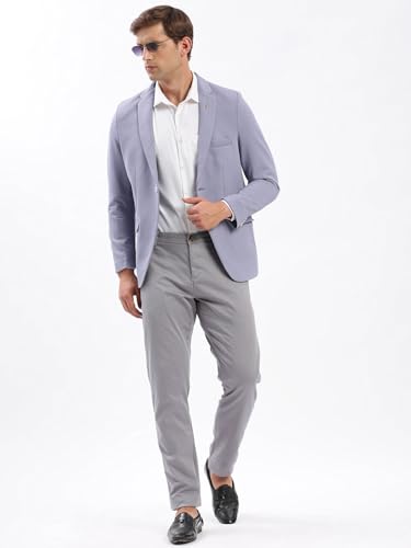 Image of SHOWOFFFF Men Solid Single Breasted Casual Blazer | Notched Lapel Full Sleeves Cotton Blazer for Mens | Slim Fit Regular Length Blazer for Men's