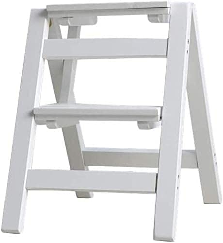 Escabeau escamotable en bois massif, marchepied multifonction durable couleur noir