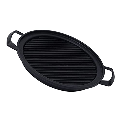 ibasenice 1 Pieza Estufa de Barbacoa Interior bandejas asado sartén para Asar Interrogatorio Intenso Accesorios para Barbacoa sartenes a la Parrilla Aluminio Black