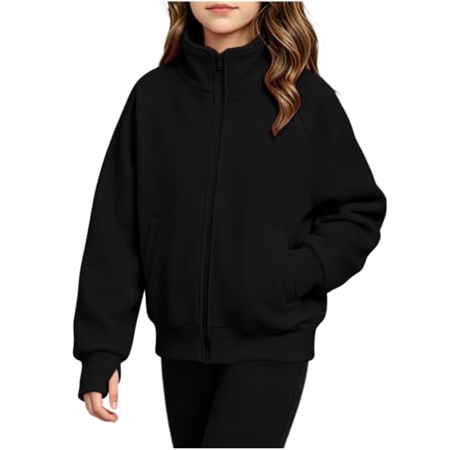 Girls Jacket Stand Collar Full Zip Sweatshirt with Thumb holes - image 7