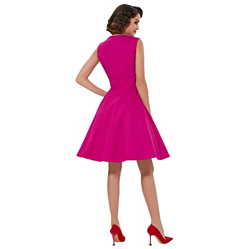 Image of KILLREAL Women's Vintage Polka Dot Print A-Line Pin Up Style Sleeveless Cocktail Party Casual Dress