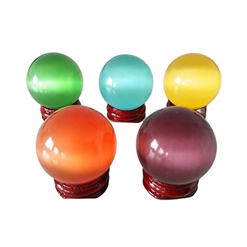 WALLBIG Oeil de Chat Boule Oeil de Tigre sphère Esprit thérapie gemmes décor à la Maison verrerie Belle Cinq Couleurs Sorcellerie Reiki Chakras Pierres Artisanat (Color : Plum)