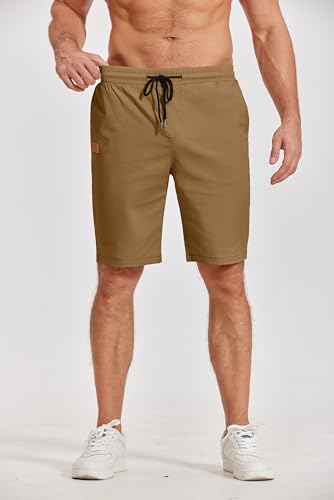 Image of COOFANDY Mens Casual Shorts Cotton Elastic Waist Drawstring Shorts Lightweight Summer Beach Shorts