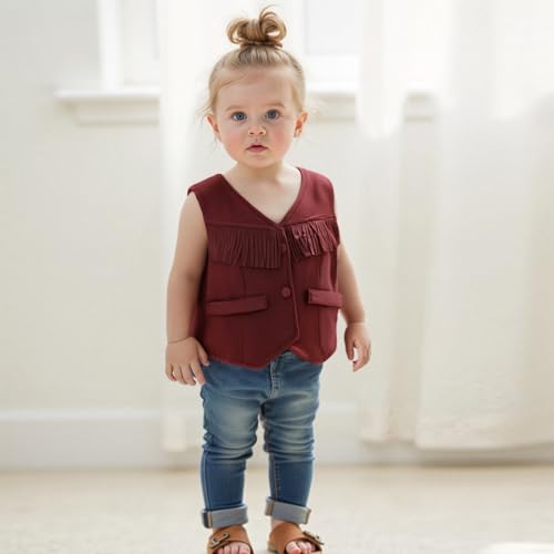 Baby Western Vest Sleeveless Button Down Vintage Cowboy Fringe Jacket Tassel Hippie Cowgirl Cardigan For Girls Boys2