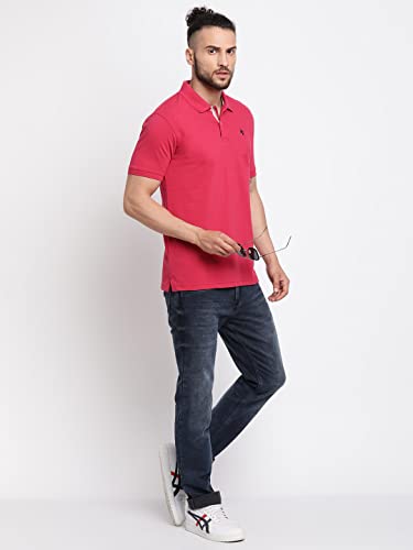 Image of Cantabil Men's Cotton Blend Solid Polo Neck T-Shirt (Regular Fit)