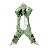 [OLAOLA] 恐竜 着ぐるみ パジャマ 大人 着ぐるみ 動物 コスプレ ふわふわ 冬用パジャマ 仮装 大人用 可愛い 部屋着 もふもふ 暖かい 部屋 防寒 対策 男女兼用 フランネル素材 (グリーン, M 160-175)