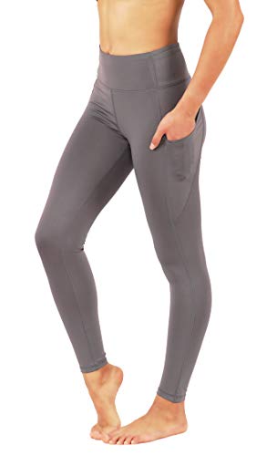 Fit Division Women's Yoga Pants Dry-Fit Workuot Leggings with Side Pockets Soled Color (S fit 2-4, FD25/LR-CHA)