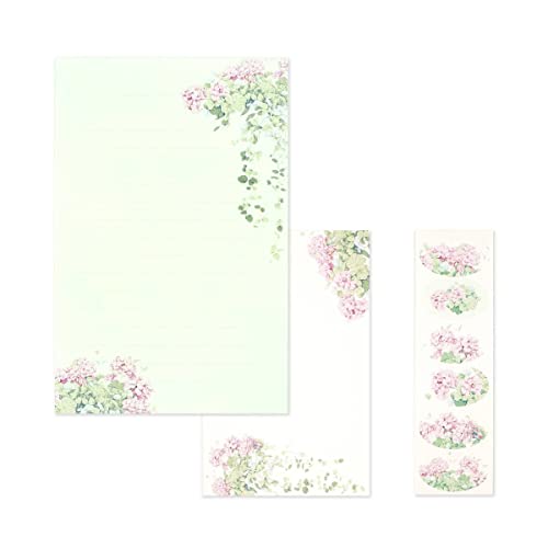 Image of Frontia Floral Writting Papers Envelopes Stickers, Geraniums, Stationery Set with Envelopes (12 Paper Sheets + 6 Envelopes + 6 Sheets Stickers) for Writing Letter (6 Packs, Bulk Pack)