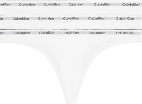 Calvin Klein Damen 3er Pack Strings Thong Unterwäsche, Weiß (White/White/White), M – Ansicht 1