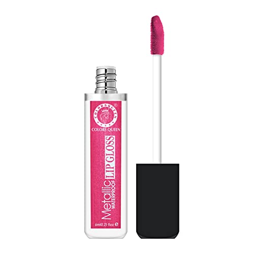 Image of Colors Queen Metallic Waterproof Lip Gloss | Lightweight Lip Gloss with High Shine | Glossy Liquid Lipstick with Shimmer for Smooth & Shiny Lips, Non-Sticky Formula (11 - Doll House)