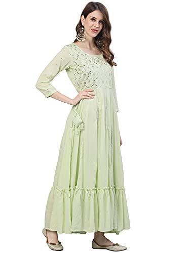 Image of Ishin Women's Cotton Regular Fit Anarkali Kurta