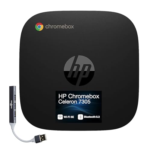 HP Chromebox 8R2T3UT#ABA Black Desktop/Celeron 7305/64GB/64GB eMMC SSD/Intel UHD/Chrome OS with DKZ USB Port Expander