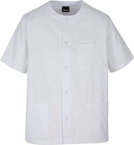 Sager Unisex-Jacke ohne Kragen, kurze Ärmel und Druckknöpfe, Nickel, Unisex, Weiß, weiß, XS-Small Cover