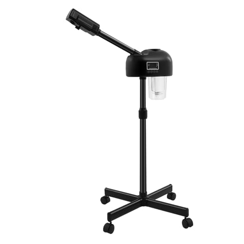 Vaporizador facial vertical para sauna facial, limpiador de poros con ozono, vapor caliente, LCD, temporizador, altura ajustable, dispositivo de vapor, cosmético, salón, hogar, eliminar espinillas