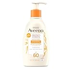 Aveeno Protect + Hydrate Sunscreen Moisturizing Body Lotion with Broad Spectrum SPF 60 and Prebiotic Oat, Weightless, Paraben, Oxybenzone, and Oil Free Sunscreen, 12 FL OZ