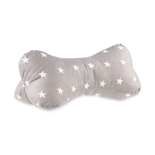 Buchstütze Lesekissen Leseknochen 16x40 cm – Baumwolle Knochenkissen Buchkissen für Bett waschbar Lesehilfe Dreieckskissen Weiße Sterne auf Grau - Image 4