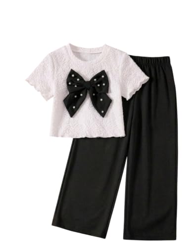 Image of TAGAS Girls Floral Printed Co-Ord Set | Half Sleeve Crop Top & Ribbed Wide Leg Palazzo Pants | Stylish Summer Outfit | Casual Wear top and pant |Set for Kids Girls