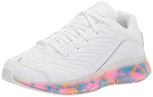 Reebok Girls Zig Kinetica Cross Trainer, White/Horizon Blue/High Vis Orange, 10.5 Little Kid