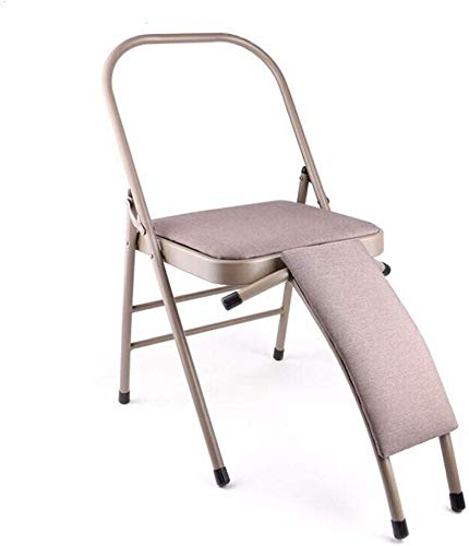 LQUIDE Headstand Prop Yoga Chair Folding Meditation Benches Bold Widening Yoga Stool Chair Aids Inverted Stool Headstand Prop (Color : Khaki, Size : S)