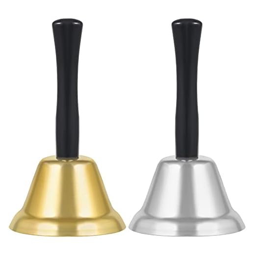 SAVITA 2 Piezas 7.5 x 12.4cm Campana De Mano de Navidad, Campana de Llamada Clara y Ruidosa Campana de Alarma de Mango de Madera para Decoraciones de Alarma de Navidad Eventos Escuela Servicios de Ho