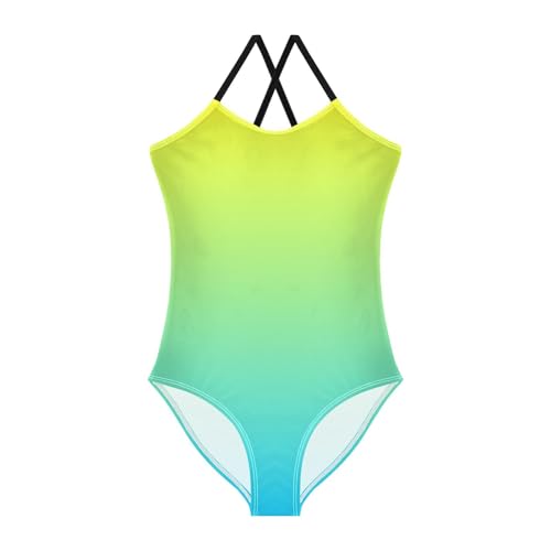 Blue Yellow Gradient Swimsuit for Girls Bathing Suit Summer Beach Swimwear One Piece Swimsuits