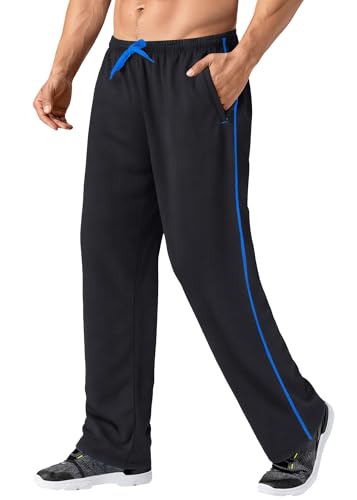 MAGNIVIT Men's Athletic-fit Run Sport Pant Training Fitness Trousers with Zippered Pockets Blue