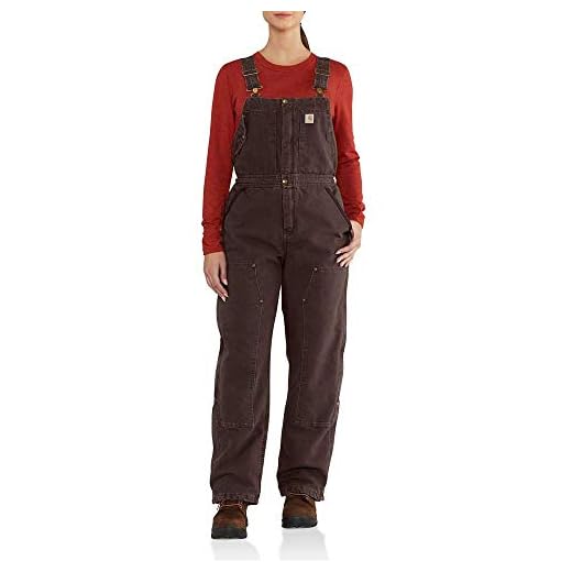 Carhartt Women's Weathered Duck Wildwood Bib Overalls (Regular and Plus Sizes), Dark Brown, Small