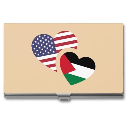 Palestine U.S. Flag Business Card Holder Slim Credit Case Pocket Name Case Wallet for Men Women