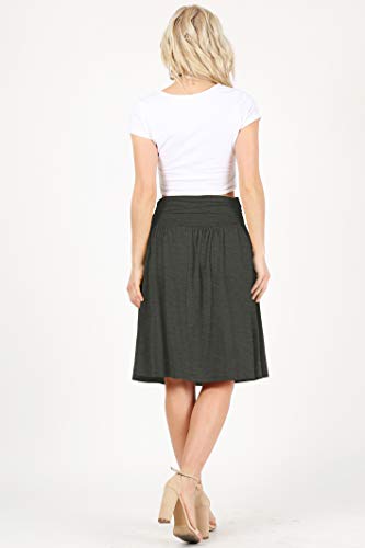 Image of Simlu Skirts for Women Regular and Plus Size Skirt with Pockets Below The Knee Length Ruched Flowy Midi Skirt