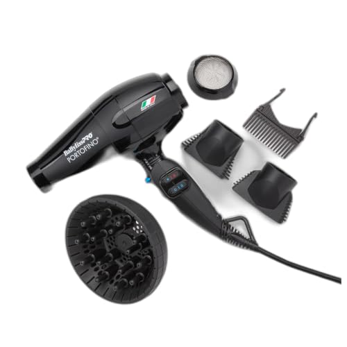 BaBylissPRO Hair Dryer, Nano Titanium Portofino 2000-Watt Blow Dryer, Hair Styling & Appliances, Black, BPOR1