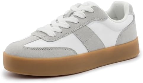 Rihero Platform Sneakers for Women Comfortable Fashion Retro Sneakers Casual Non-Slip Tennis Walking Shoes