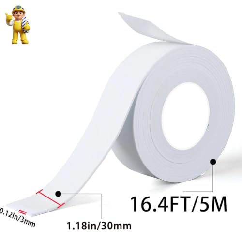 Image of Single-Sided Foam Tape EVA White,2Pack x 1.18in x 16.4FT | Multipurpose Sponge Sealing Strip Window Door Insulation Table Edge Protector Wall Bumper Guards