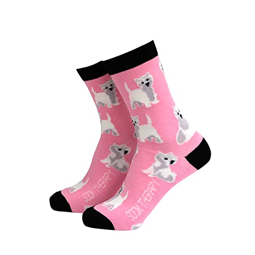 Sock Therapy Womens Novelty Socks Funky Pattern Colorful Socks Smart Design Animal Print Comfortable Breathable Socks Non Slip Great Gift - Westie