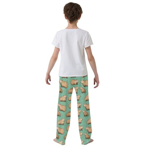 Boys' Pants Brown Capybaras Light Green Long Bottoms Jogger Pants Elastic Waist Trousers with Pockets S-XL3