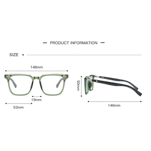 Lunettes anti-lumière bleue TR90 vert clair C4 à monture large