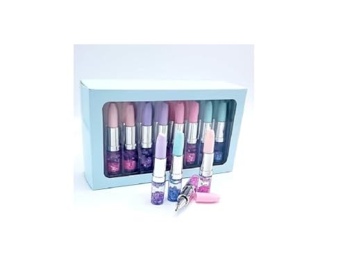 Image of ECLET Glitter Lipstick Pen Set (Pack of 12) - Cute Fancy Ball Pens for Kids, Smooth Writing Stationery, Lipstick Shape Novelty Pens for School, Return Gifts & Party Favors-T