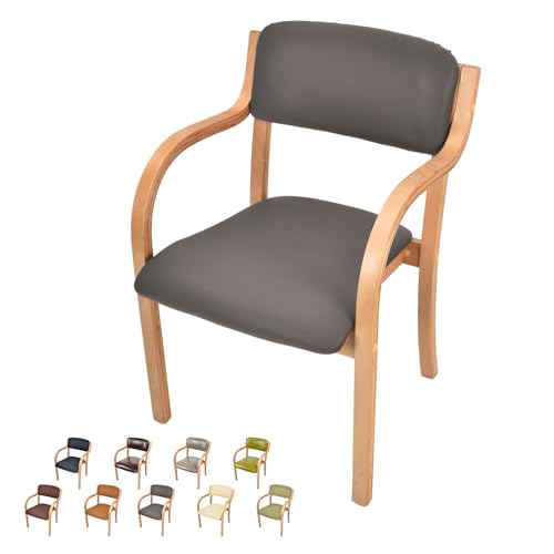 Fkstyle【立ち座りが楽になる】ダイニングチェア 肘付き 介護椅子 スタッキングチェア / 耐荷重150kg / 木製 レザー 北欧 おしゃれ イス いす リビングチェア 食卓椅子 組立簡単 リラックスチェア sg-144