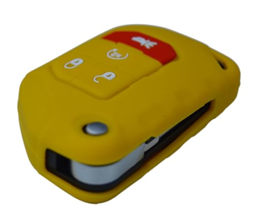 Image of Silicone Remote Key Fob Case Covers Protectors for Jeep Wrangler Rubicon 392 JL JLU Wagoneer Gladiator JT Flip Fold Remote