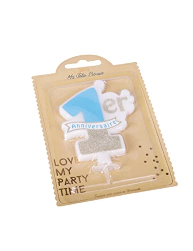 Bougie Mon 1ER Anniversaire Bleu avec Pailletes