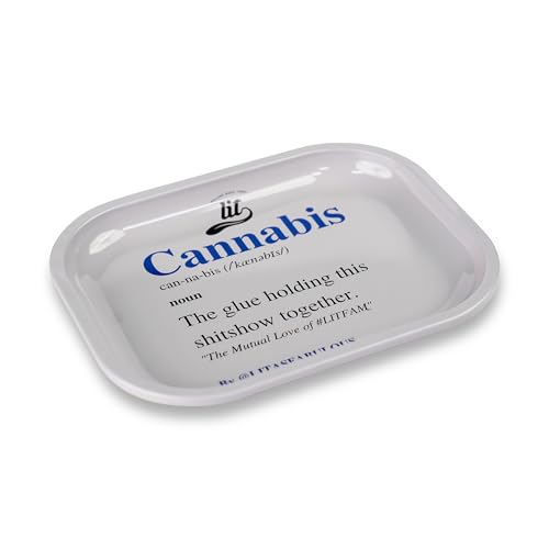 Image of LIT Metal Rolling Tray (White Edition) for Cigarette, Smoking Ash Bowl, Smoke Tray, Size 18x14cm (LITAF Accessories)