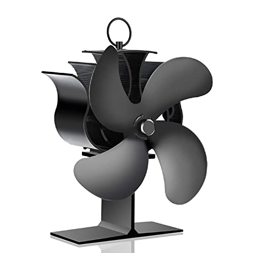 Fireplace Fan, 4 Blades Silent Heat Powered Wood stove Fan non-Electric ecofan for Home Circulating Warm Air Accessorie,for Gas/Pellet/Wood Log Burner Fireplace