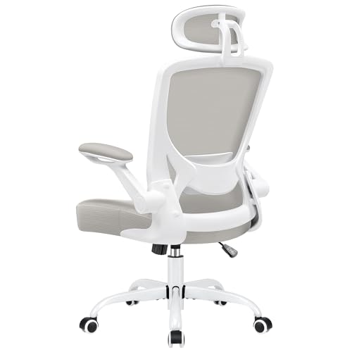 KERDOM Silla de Oficina Escritorio, Transpirable con reposacabezas Ajustable, reposabrazos, función basculante hasta 135°, Silla ejecutiva de Malla