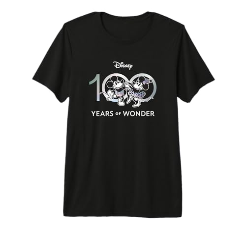 T-shirt Mickey et Minnie Disney 100 Ans retro premium pour adulte