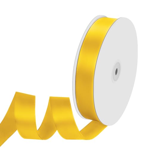Isaspire 1" Width x 100 Yards Satin Ribbon, Yellow Ribbon Perfect for DIY Craft, Bows, Gift Wrapping, Flower Bouquet, Valentine's Day, Christmas and Party Decoration