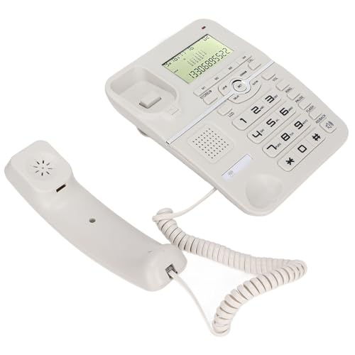 Téléphone filaire standard à affichage clair Naroote anti panne FSK DTMF blanc