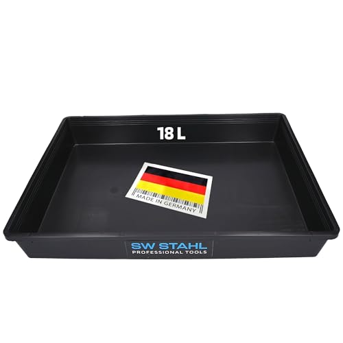 SW-Stahl 07376L Universal Auffangwanne rechteckig/Ölauffangwanne/Grillrost-Reinigung/Katzenklo/Gewächshauswanne / 18L Fassungsvermögen Kunststoff I Ölwanne Kunststoff