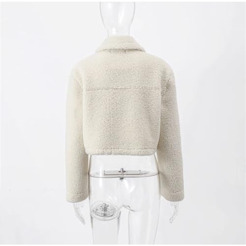 Casual Faux Lamb Wool Short Women Winter Coats Turn Down Collar Pocket Autumn Jackets3